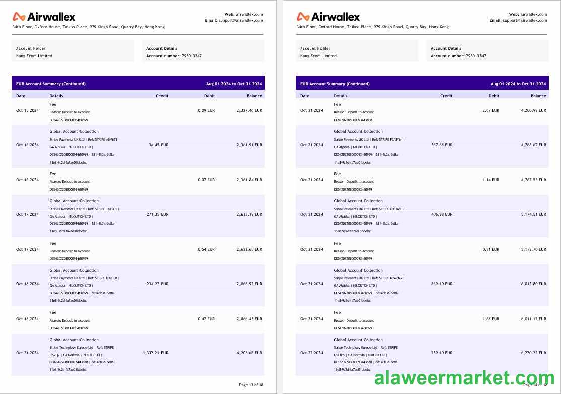Hong Kong Airwallex Limited account statement, 18 pages 7